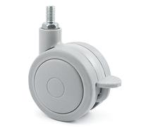 Rueda giratoria rolom aro doble ø60 erm8 con freno gris banda rodadura de goma.