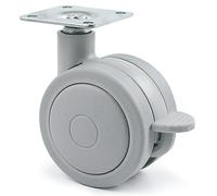 RUEDA GIRATORIA ROLOM ARO DOBLE Ø60 PLÁSTICO CON FRENO GRIS BANDA RODADURA DE GOMA.