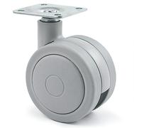 Rueda giratoria rolom aro doble ø60 plástico gris banda rodadura de goma.
