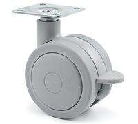 Rueda giratoria rolom aro doble ø75 plástico con freno gris- banda rodadura de goma.