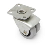 RUEDA GIRATORIA ROTA ARO DOBLE GOMA Ø40 PLÁSTICO ZINCADO PLACA CUADRADA 52x52mm.
