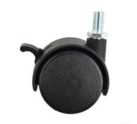 Rueda giratoria silenciosa M8 vástago roscado 40x30mm para doble rodillo de plástico para silla de oficina, muebles, carrito de compras, negro