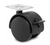 RUEDA GIRATORIA TELLY ARO DOBLE ø50 CON PLACA FRENO Y ACABADO NEGRO