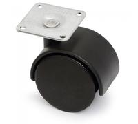 RUEDA GIRATORIA TELLY ARO DOBLE Ø50 PLÁSTICO NEGRO
