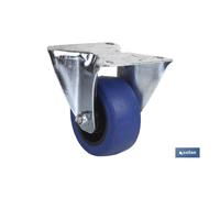 Rueda goma azul fija ø100x35mm