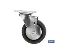 Rueda de goma gris con placa giratoria de 30 mm hasta 75 mm para pesos desde 25 kg hasta 45 kg COFAN - 4 unidades Ø40 x 18 mm