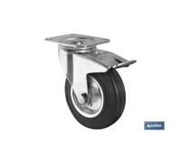 Rueda goma/metal placa/freno ø80x27mm