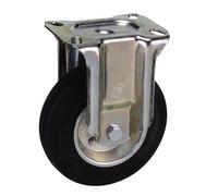 Rueda Industrial Goma Negra Fija 125 mm.