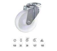 Rueda industrial nylon pasante 100mm