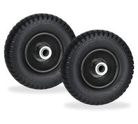 Rueda para carretilla, 2.50-4, juego de 2 unidades, de goma maciza, con llanta de acero, antidesgaste y antipinchazos, capacidad de 80 kg