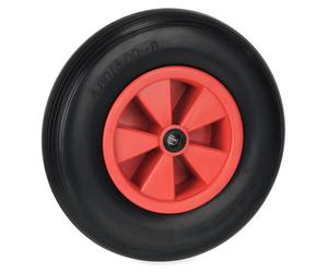 Rueda para carretilla Relaxdays, 4.80/4.00-8, rueda de goma maciza con llanta de plástico, capacidad de hasta 100 kg, rueda de repuesto resistente a pinchazos, color /rojo
