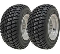 Rueda para cortacésped de césped, 16x6.50-8, con neumático de 4 capas, clasificación P332, aro de acero y rodamiento de 25 mm (juego de 2 unidades)