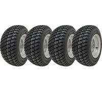 Rueda para cortacésped de césped, 16x6.50-8, con neumático de 4 capas, clasificación P332, aro de acero y rodamiento de 20 mm (juego de 4 unidades)