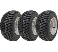 Rueda para cortacésped de césped, 16x6.50-8, con neumático de 4 capas, clasificación P332, aro de acero y rodamiento de 25 mm (juego de 3)