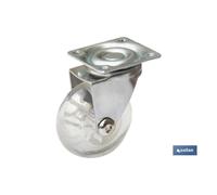 Rueda transp/cromado placa pu ø50mm