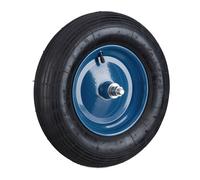 Relaxdays Rueda Carretilla 4.80 4.00-8, con Eje, Neumática, Ruedita Recambio, hasta 120 kg, Llanta Acero, Negro y Azul