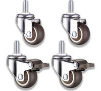 Ruedas con y sin freno – M8 x 25 mm – Juego de 4 – Giratorias 360° – Silenciosas – Antideslizantes – Para muebles de interior y exterior