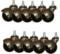 Ruedas de bola de bronce 5 cm, montaje rosca M8/M10, 4 uds, M8, 10 pcs | Compatible con sillas de oficina, sofás y mesas de café