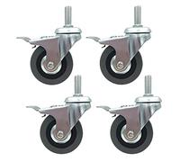 Ruedas de fundición de 3 Pulgadas de Servicio Pesado con Doble Cerradura, Ruedas de Goma silenciosas para Muebles, Silla de Oficina, Carro Industrial, Carga de 40 kg por Rueda, Cromado, M8 M10 M12