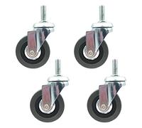 Ruedas de fundición de 3 Pulgadas de Servicio Pesado con Doble Cerradura, Ruedas de Goma silenciosas para Muebles, Silla de Oficina, Carro Industrial, Carga de 40 kg por Rueda, Cromado, M8 M10 M12