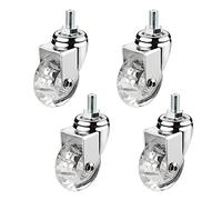Ruedas Giratorias De Vástago De 50 Mm para Muebles, Ruedas Giratorias De Goma De PU Transparente con Freno, Varilla Roscada M8X15 Mm / M10 X 15 Mm, Ruedas De Reemplazo De Muebles Silenciosas