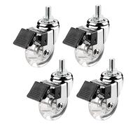 Ruedas Giratorias De Vástago De 50 Mm para Muebles, Ruedas Giratorias De Goma De PU Transparente con Freno, Varilla Roscada M8X15 Mm / M10 X 15 Mm, Ruedas De Reemplazo De Muebles Silenciosos