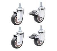 Ruedas giratorias para muebles, M8, ruedas pequeñas para muebles, 2 ruedas con freno y 2 sin frenos, giratorias 360°, ruedas de goma antideslizantes para interiores y exteriores (2 pulgadas)