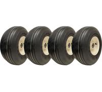 Ruedas para cortacéspedes con banda de rodadura de 15x6.00-6, 6 capas, aro y tapón P508, y rodamiento de 20 mm (juego de 4)