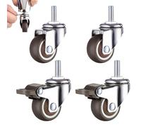 Ruedas para Muebles, 4 Piezas M6x15mm con Roscado Ruedas Giratorias Trabajo Pesado, 25mm Rueda Muebles Pesados, 360° Rueda de Repuesto para Mobiliario con 2 Freno y 2 sin Frenos, para Mesa, Cama