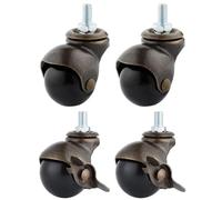 Ruedas para muebles antiguos, rueda de bola, rueda giratoria esférica, con freno, para sofá, mesa de café, gabinete, carrito de cocina, paquete de 4, 2 frenos+2 universales, 1,5 pulgadas