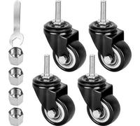 Ruedas para muebles de 40 mm - Tornillo M8 x 25 mm - Ruedas de bloqueo para cargas pesadas - Ruedas giratorias - Capacidad de 35 kg - Ruedas de goma - Ruedas para sillones.