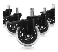 Ruedas para sillas de oficina 5 uds. Juego de rodillos de goma + frenos trans...