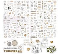 RUGBOL 8 Adhesivos de Boda, Stickers Románticos Vintage para Scrapbooking, Libro de Firmas, Fiestas de Novia, Compromisos, Aniversarios, Planificador de Novias, Calendario (Oro)