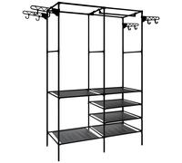 Ruhhy, Perchero Metálico con 2 Estantes - Organizador de Ropa y Zapatos, Estilo Minimalista, Color Negro, Ideal para Dormitorios y Recibidores