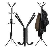 Ruhhy, Perchero Metálico para Pasillo y Entrada - Negro - 12 Ganchos - 170cm Black