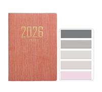 RuiChy Mini Agenda de Bolsillo 2026 Cubierta de cuero PU Agenda Diaria A7 Semana Vista 128 Páginas Planificador Diario Calendario Anual Libreta con Morandi Adhesivos Índices de Pestañas (Rosa)