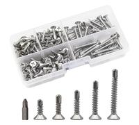 Ruidee 190 tornillos autorroscantes de acero inoxidable M4.2, tornillos autorroscantes, tornillos Phillips con taladro, tornillos autorroscantes, kit para fijación de chapa, tornillos autorroscantes