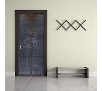 Ruifulex Pegatinas para Puertas Chino Puerta de Madera Vieja Etiqueta de la Pared Puerta 3D Mural Cartel PVC Autoadhesivo Pegatinas imitación calcomanía decoración para el hogar