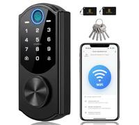 RUIKANG POWER Cerradura de puerta de entrada sin llave con WiFi integrado, cerradura inteligente de huellas dactilares para puerta delantera, cerradura de teclado de pantalla táctil, control remoto de