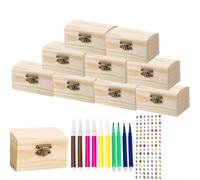Ruikcoll Caja de madera para manualidades DIY, paquete de 10 cofres pequeños con cerradura,manualidades, decoración, organizador de oficina en casa, caja de madera hecha a mano de estilo vintage