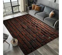 RUILBJM Alfombra con Estampado 3D de Ladrillo y Piedra para Sala de Estar Dormitorio Sofá o Entrada,Azulejos para Pared Suelo con Estampado Carpet para Zona de Juegos Infantil (Brown,80 * 120 cm)