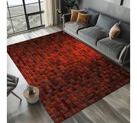 RUILBJM Alfombra con Estampado 3D de Ladrillo y Piedra para Sala de Estar Dormitorio Sofá o Entrada,Azulejos para Pared Suelo con Estampado Carpet para Zona de Juegos Infantil (Red,80 * 160 cm)