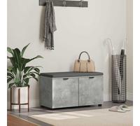 RuiNingRN Banco de pasillo con cojín y espacio de almacenamiento gris hormigón 80 x 38 x 46 cm, banco tapizado con puerta y estante, banco de perchero para pasillo, entrada, salón, habitación infantil