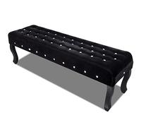 RuiNingRN Banco tapizado de terciopelo negro con botones de cristal, 157 cm, banco de asiento, banco para pasillo, perchero, banco con espacio para dormitorio, salón, entrada, habitación infantil