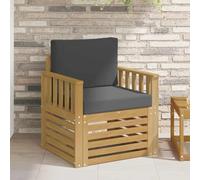 RuiNingRN Juego de 2 asientos modulares para terraza, balcón y jardín de invierno, resistente a la intemperie, marco de madera de acacia resistente, elementos de asiento versátiles, diseño elegante
