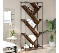 RuiNingRN Librería de roble ahumado 79 x 30 x 180 cm, material de madera y metal con mucho espacio de almacenamiento, patas ajustables, diseño robusto en forma de árbol para salón, oficina, habitación