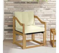 RuiNingRN Sofá de jardín de madera de acacia, color blanco y crema, grupo de asientos, sofá modular, elemento de esquina, reposabrazos acolchado para terraza, balcón, jardín de invierno, resistente a