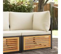 RuiNingRN Sofá esquinero de jardín con cojines de madera maciza de acacia, conjunto modular de salón para terraza, balcón, jardín de invierno, cómodo elemento de asiento con acolchado, sujetadores