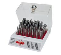 RUKO 116008 - Juego de 35 fresas de metal duro con vástago de 6 mm en vitrina de plástico