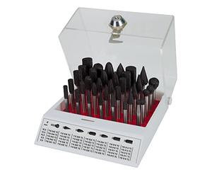 RUKO 116008TC - Surtidos de 35 fresas de metal duro TiCN con vástago de 6 mm en vitrina de plástico